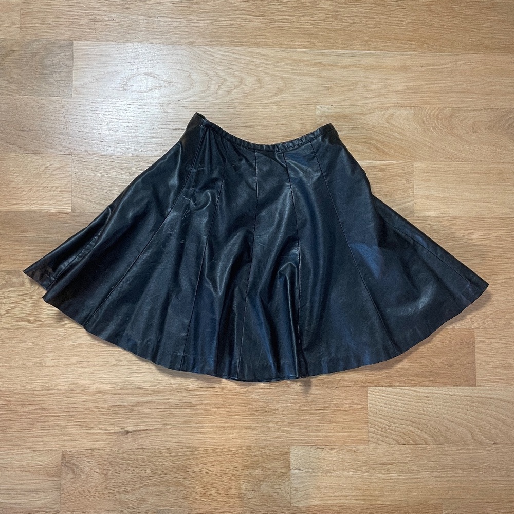Faux Leather Skater Skirt